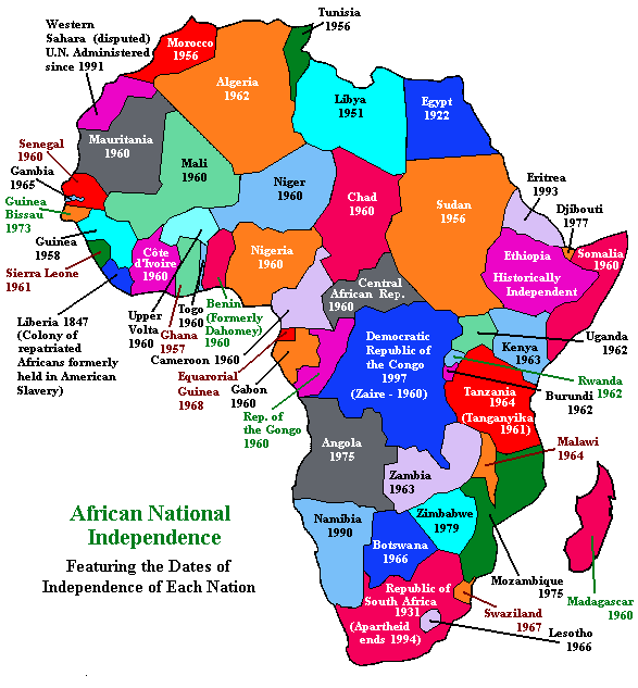 map of africa countries. African countries independence
